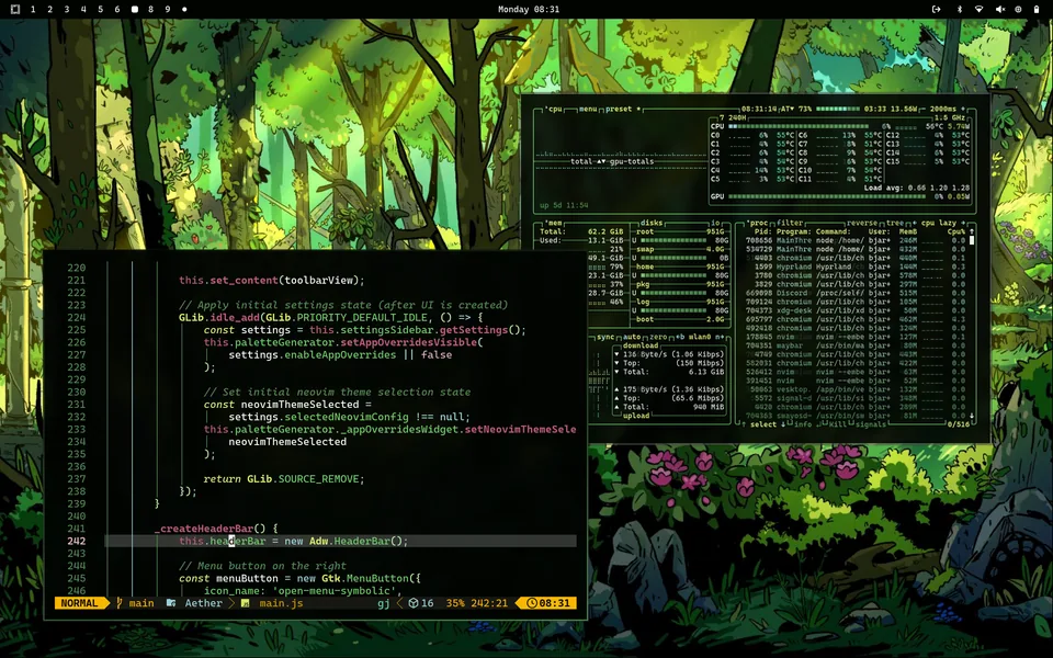 Elysian screenshot as published by bjarneo